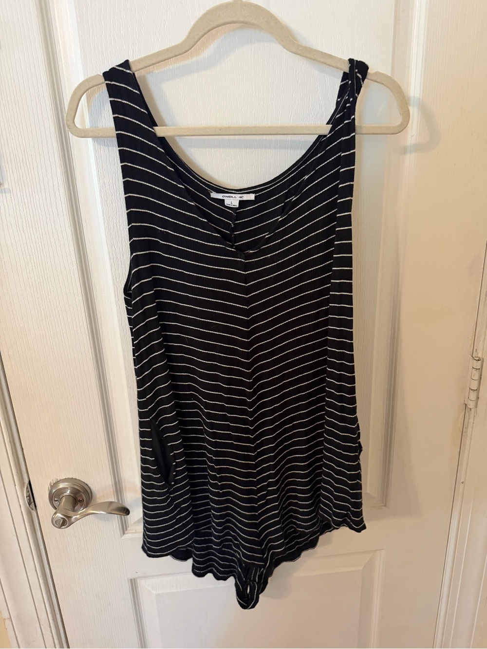 O'Neill Black and White Striped Sleeveless Romper